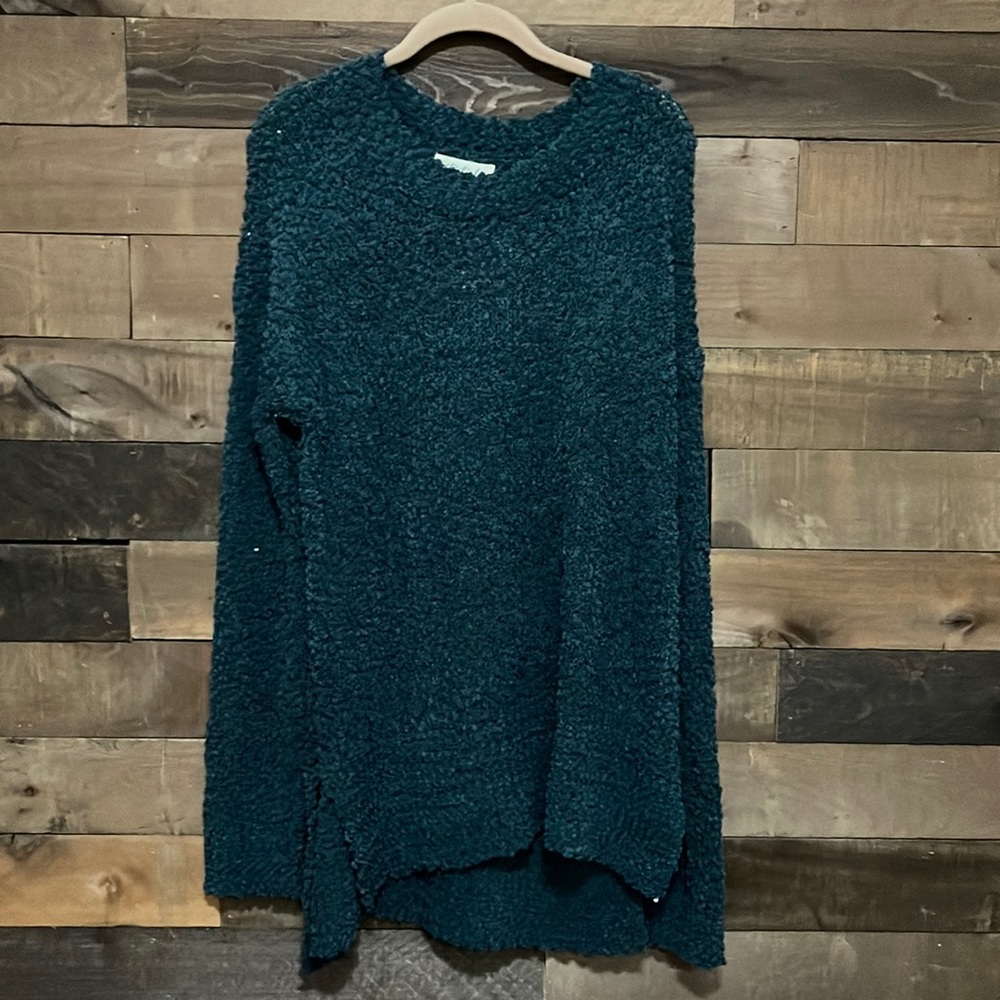 Listicle Emerald Green Tunic Popcorn Sweater